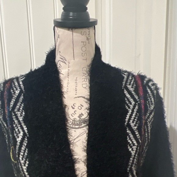 Aztec Print Long Sleeve Cotton Long Sleeves  Fringe Cardigan Bohemian Size S - Picture 7 of 11